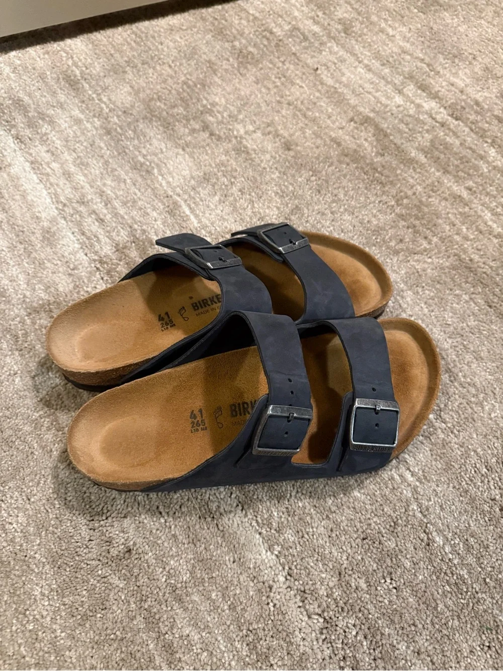 Classic Double-Strap Suede Footbed Sandals - Navy